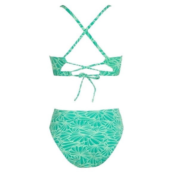 NEW Cupshe Scallop V-Neck High Waisted Bikini in Mint Green Size XS - Picture 4 of 9